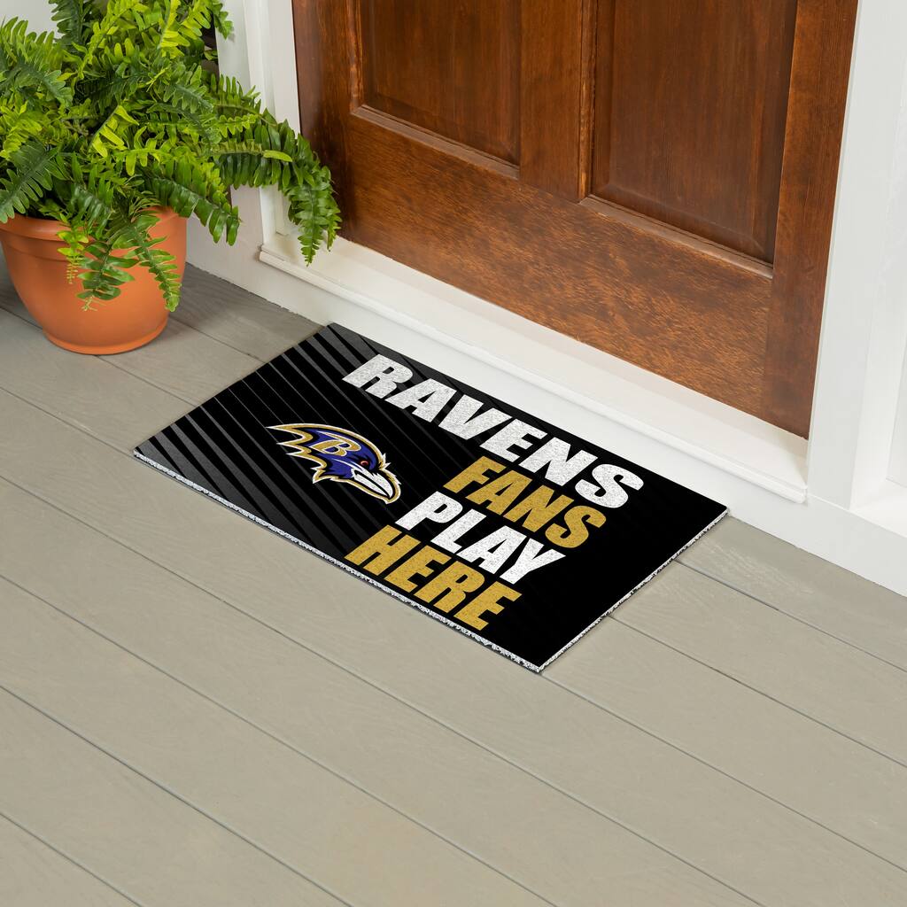 28 in. x 16 in. Baltimore Ravens "Fans Play Here" PVC Door Mat