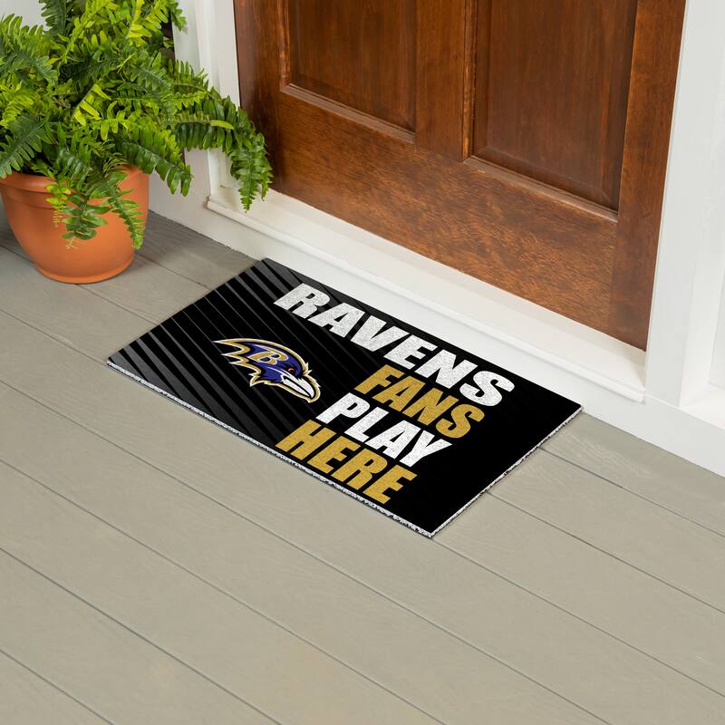 28 in. x 16 in. Baltimore Ravens "Fans Play Here" PVC Door Mat