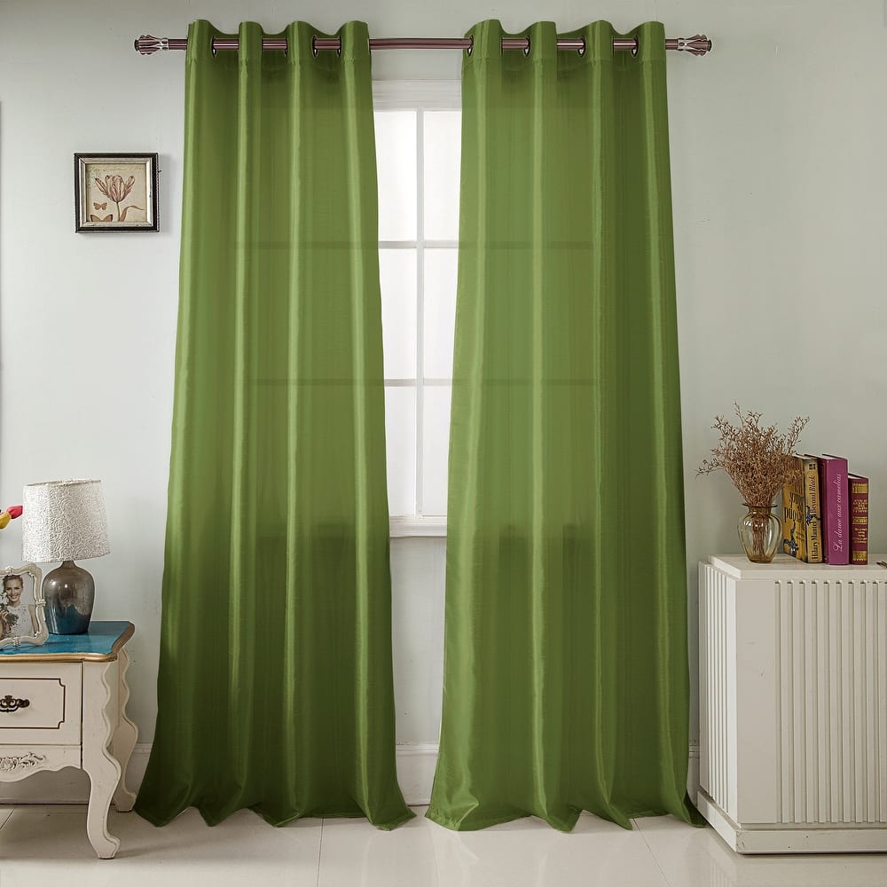Nancy Faux Silk Grommet Window Curtain Panel - 84 or 95 inch