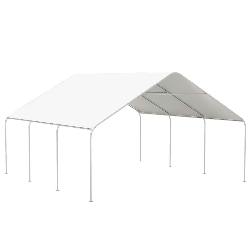 Outsunny Carport, 19' x 19.5' Heavy Duty Party Tent Portable Garage, Outdoor Canopy Tent with Galvanized Steel Frame