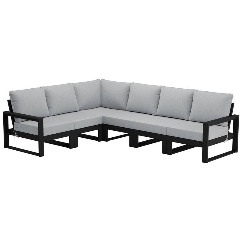 Endless Patio 6-Piece Deep Seating Set with Black Frame - Black/Light Gray