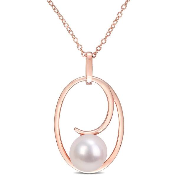 Miadora 9-9.5mm Cultured Freshwater Pearl Oval Drop Rose Silver - Bed Bath & Beyond - 40332282