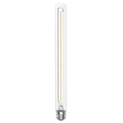 Goodlite LED Tubular Bulb T10 Shape, 6.5W 12 Inch, Dimmable E26 Base 80W Equi. Edison Decorative Filament Light Clear (5 Pack)