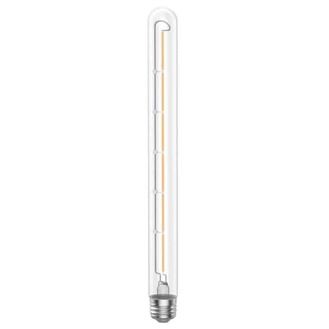 Goodlite LED Tubular Bulb T10 Shape, 6.5W 12 Inch, Dimmable E26 Base 80W Equi. Edison Decorative Filament Light Clear (5 Pack)