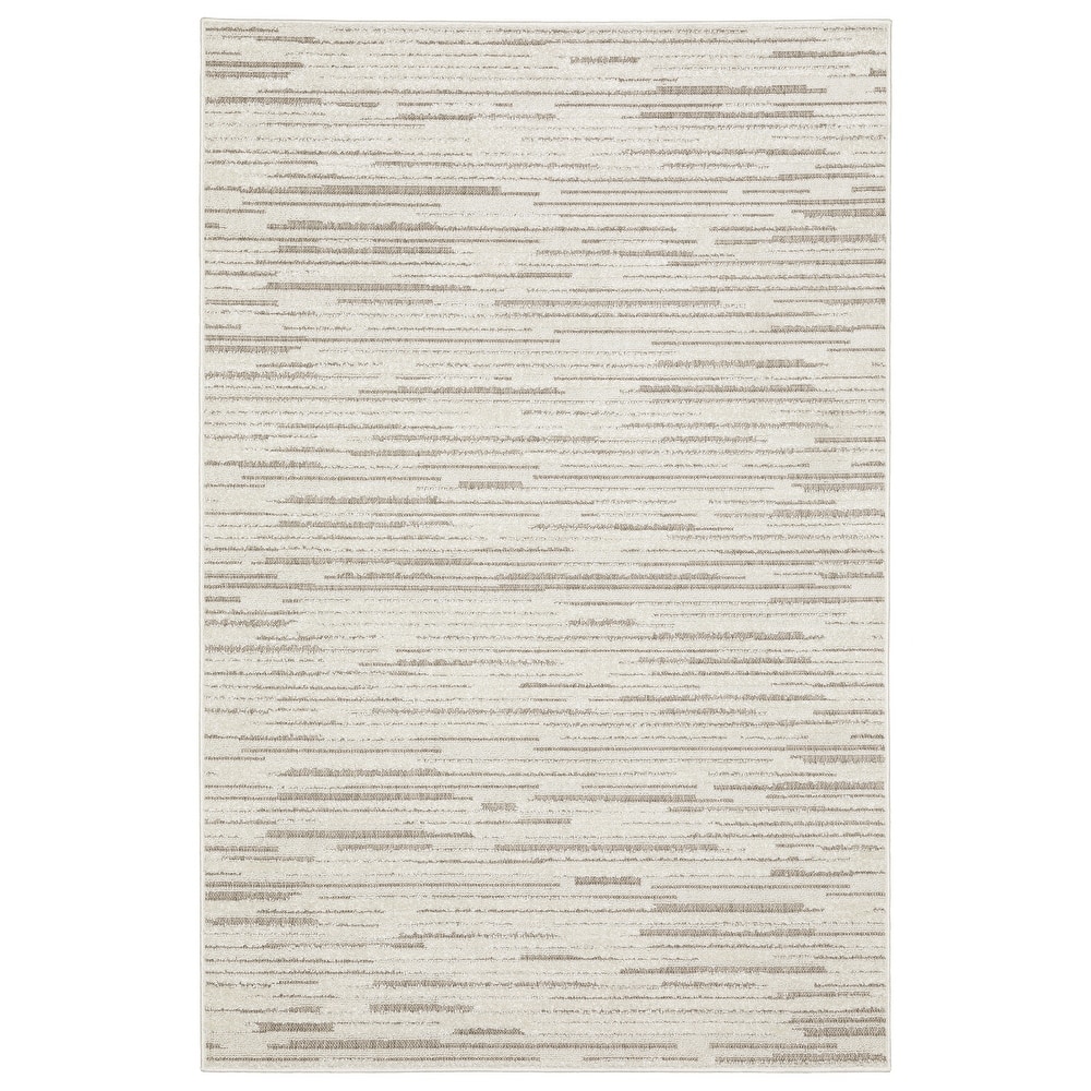 Style Haven Thassos Distressed Lines Ivory/ Brown Mixed Pile Area Rug