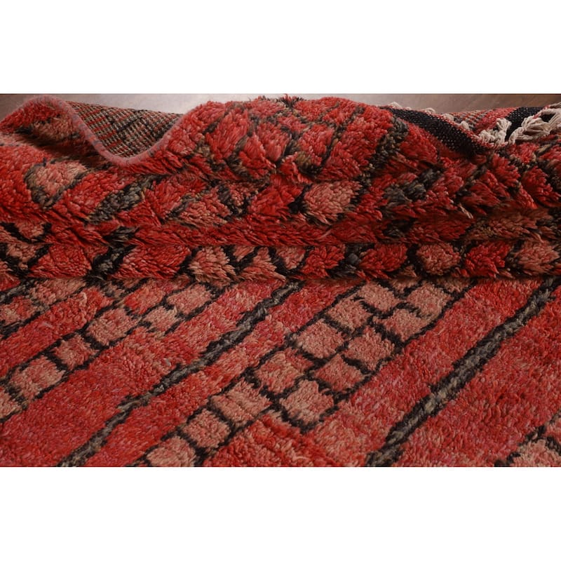 Geometric Coral Moroccan Large Oriental Area Rug Handmade Wool Carpet - 11'4" x 18'6"