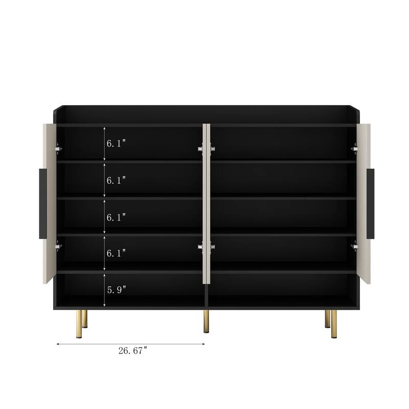 4-Doors Shoe Rack Cabinet with Adjustable Shelves