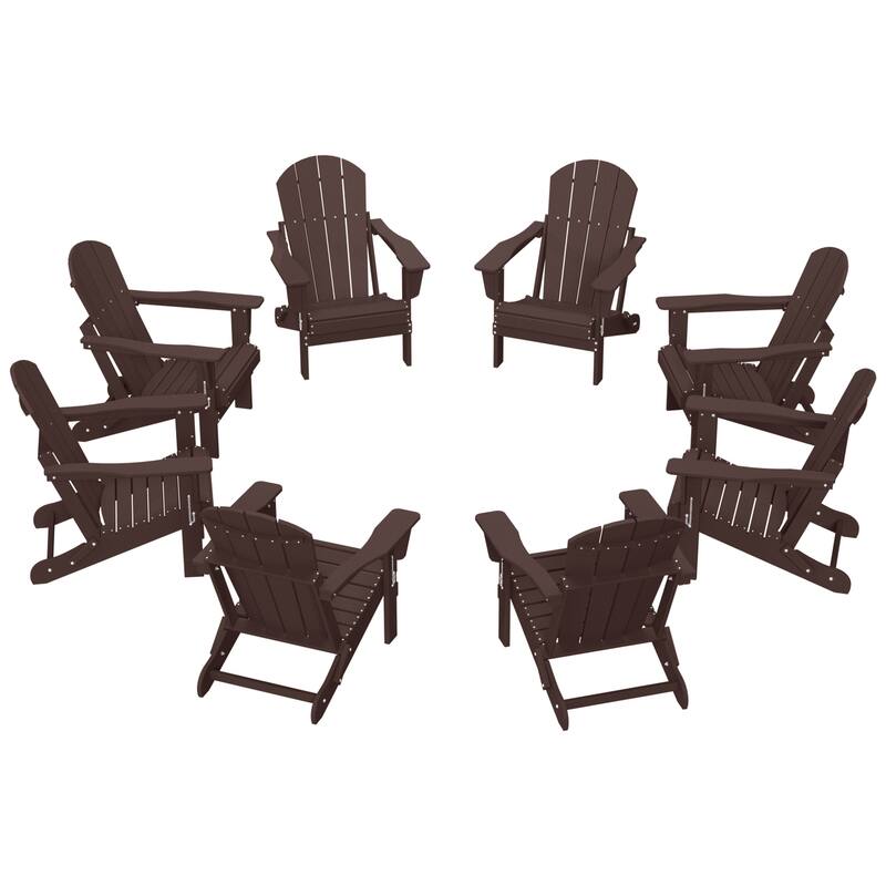 Laguna Hdpe All Weather Outdoor Patio Foldable Adirondack Chairs (Set Of 8) - Dark Brown