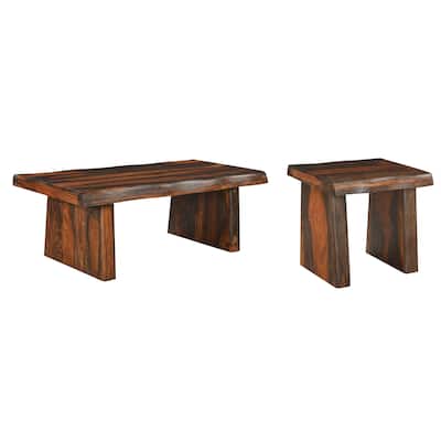 Avenue 2-piece Live Edge Solid Wood Living Room Table Set