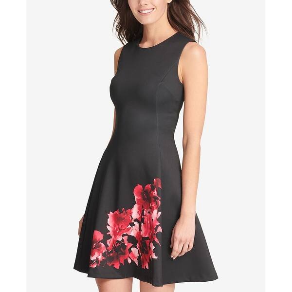 Dkny Women's Floral Sleeveless Fit & Flare Dress Black Size 2 - Bed Bath &  Beyond - 40564713