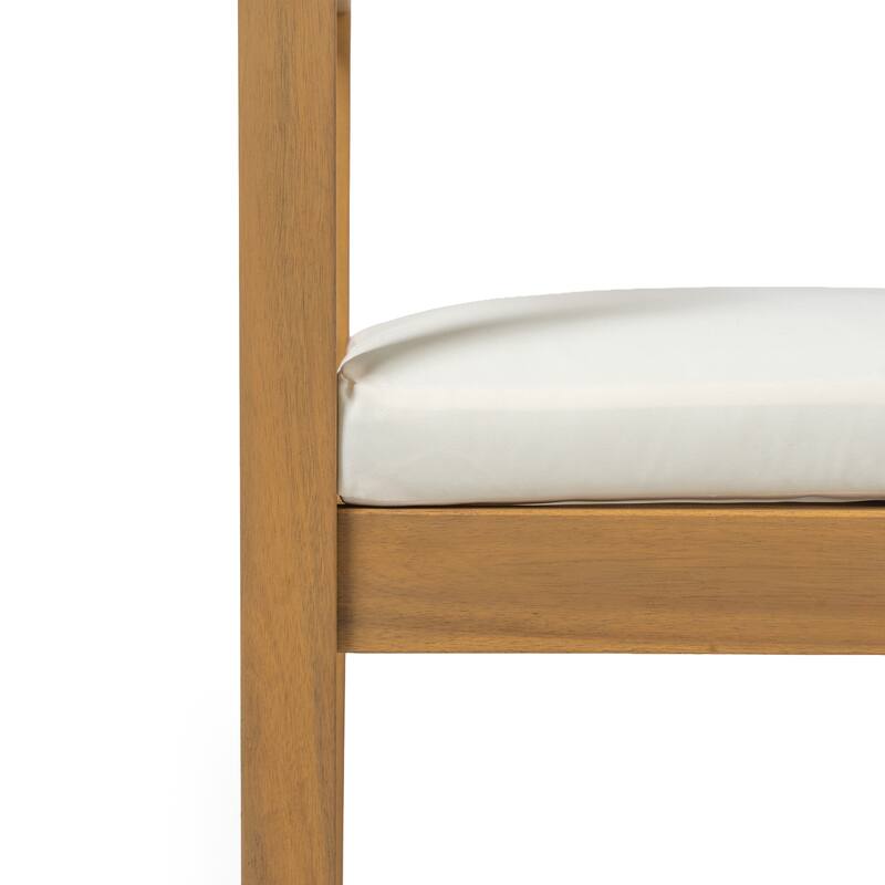 Outdoor Patio Dining Table Set for 6 - Person with Umbrella Hole Acacia Wood and Removable Cushions