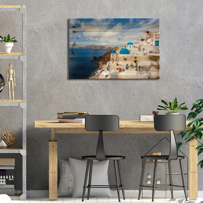Iconic Blue Domed Churches, Oia, Santorini, Cyclades, Greece Print On Wood by Matteo Colombo - Multi-Color