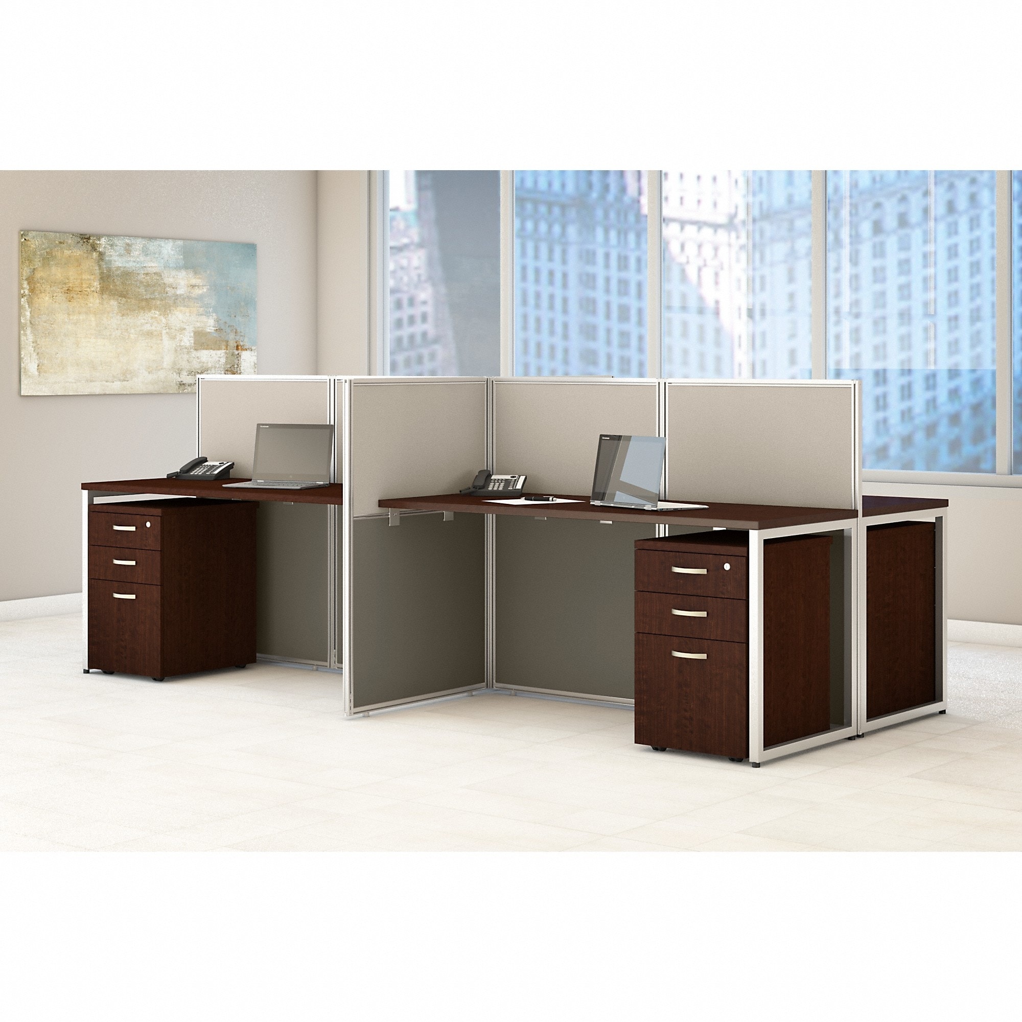 Easy Office 60W 4 Person Desk with Drawers by Bush Business Furniture