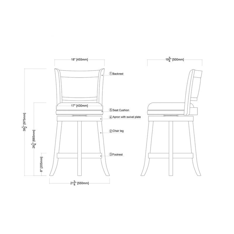 Augusta Wood Upholstered Swivel Counter Barstool