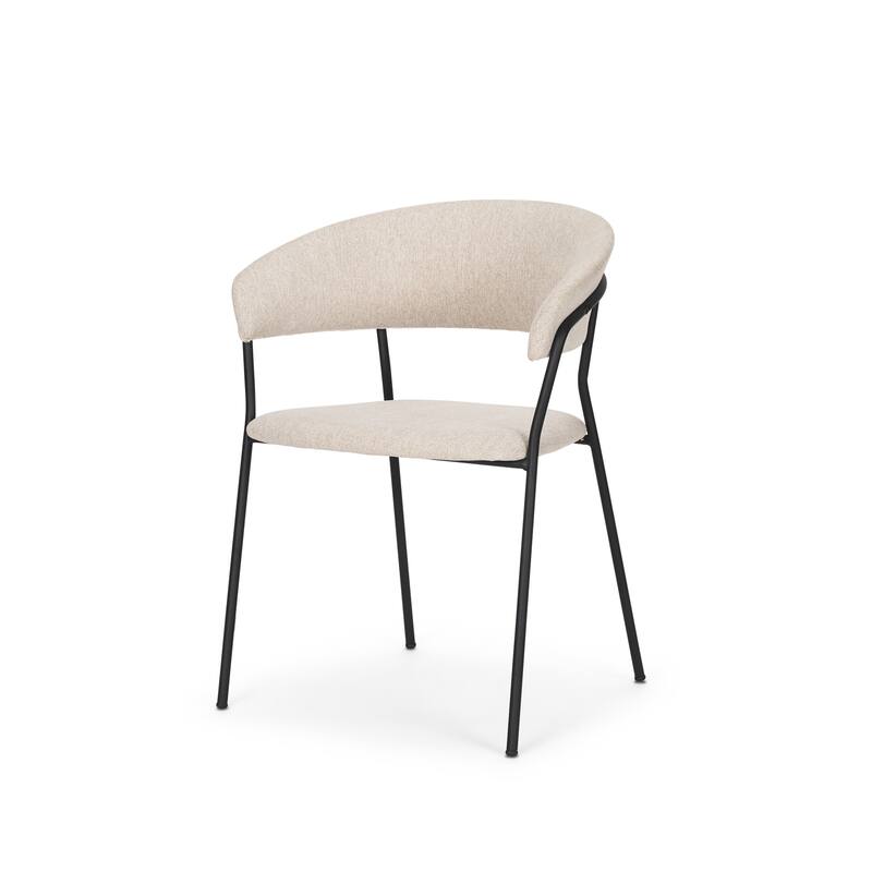 Carolyn Dining Chair w/ Gray Fabric & Matte Black Metal - Oatmeal