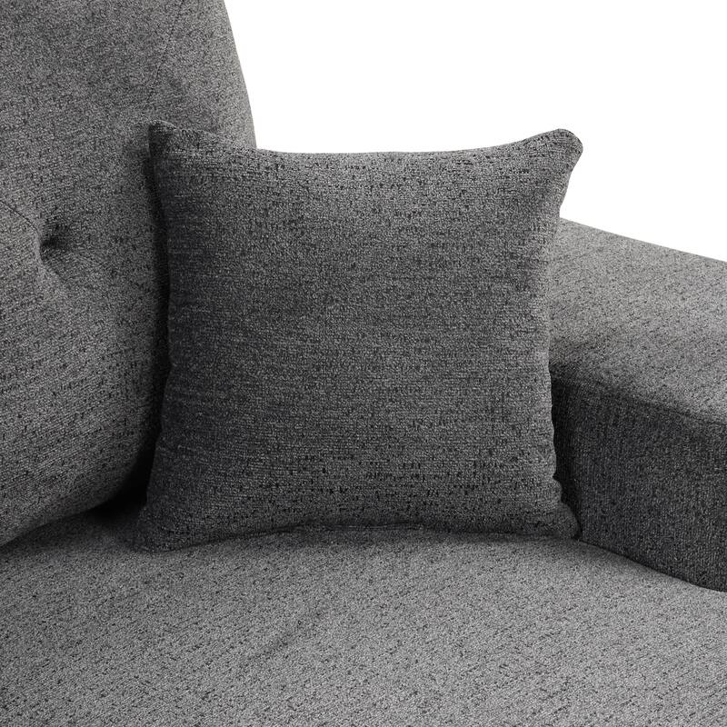 95" Velvet Sectional Sofa with Storage Chaise and 2 Stools and Reversible L-Shape Sofa Bed