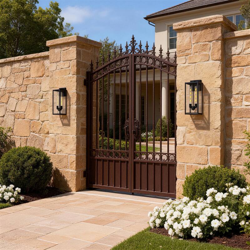 2 Pack Black Outdoor Lighting Wall Sconce with Clear Glass