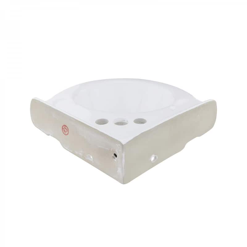 Portsmouth White Ceramic Corner Wall Mount Vessel Sink with Overflow