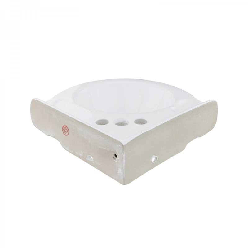 Portsmouth White Porcelain Corner Pedestal Sink with Overflow and 4 in. Centerset Faucet Holes