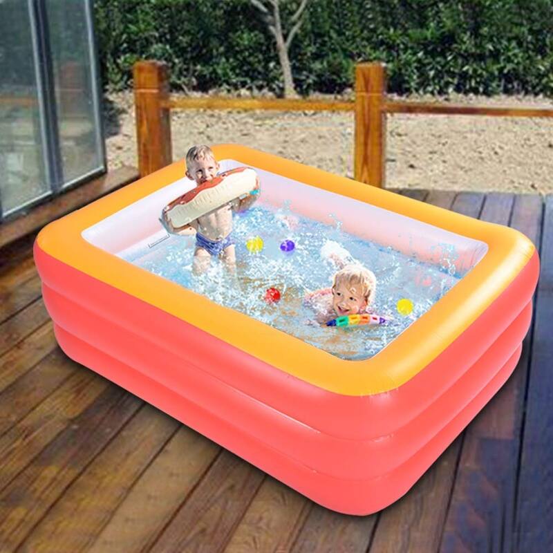 Inflatable Swimming Pool, 59" X 45" X 20" Kiddie Pools with Inflatable Soft Floor, Durable Blow Up Pools