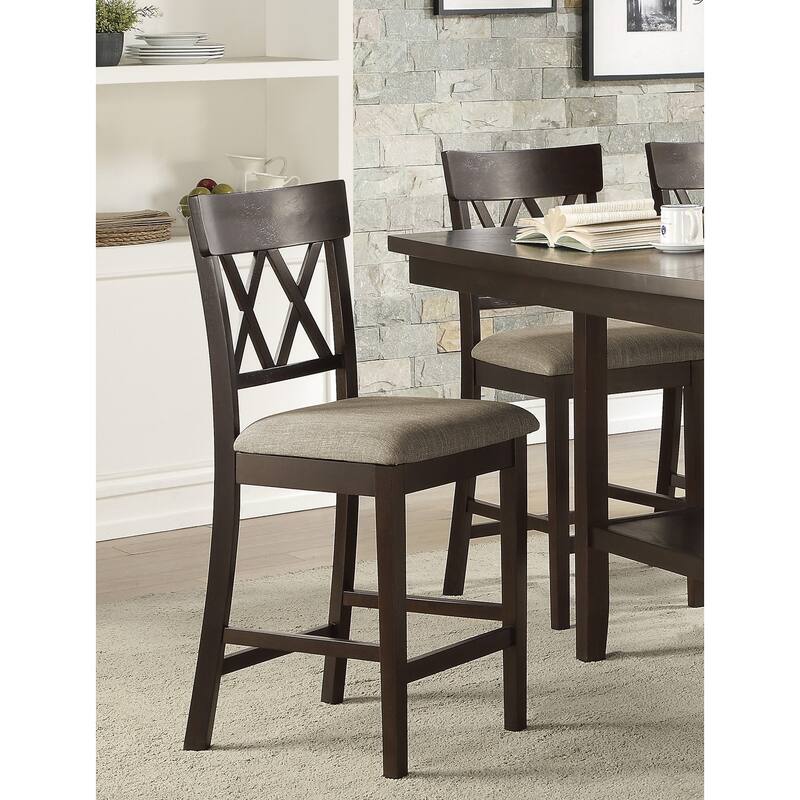 Contemporary Double XBack Counter Height Chairs with Wood Frame and