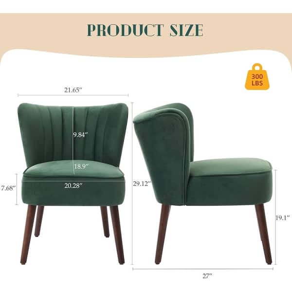 dimension image slide 0 of 3, Modern Velvet Accent Chair Set of 2, Soft Upholstered Living Room Chair with Wooden Legs