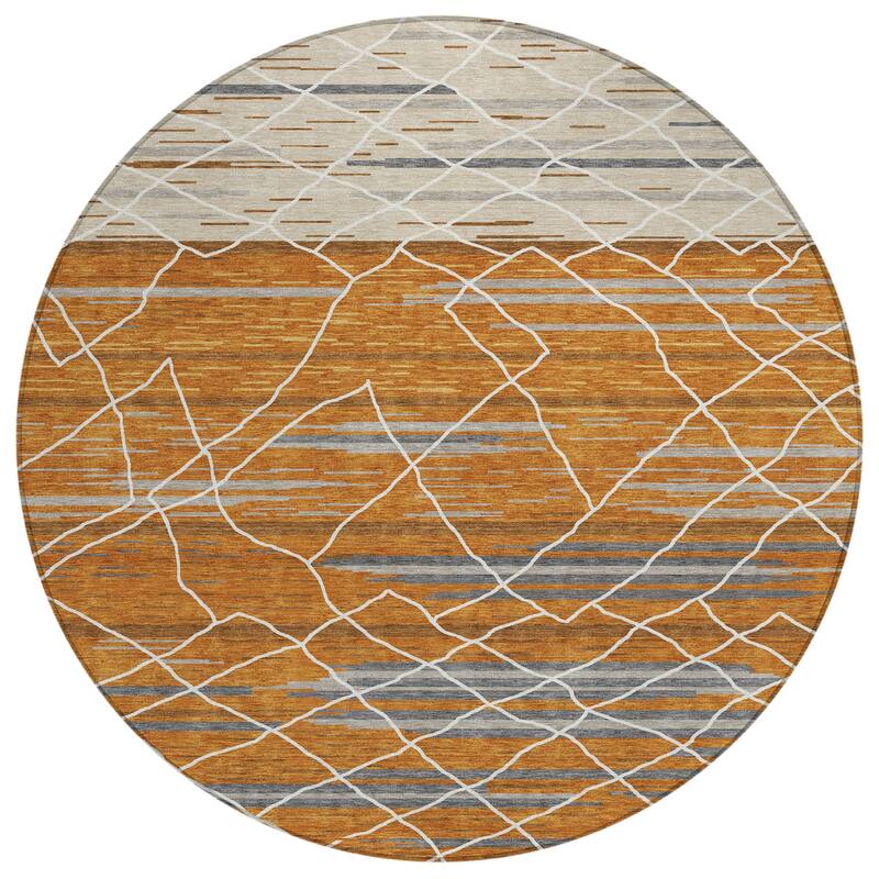 Machine Washable Indoor/ Outdoor Modern Global Chantille Rug
