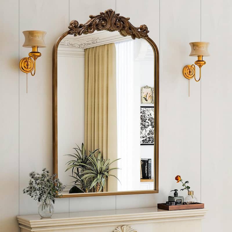 Traditional Baroque Ornate Wall Mirror - 24X36 - Antique Brown