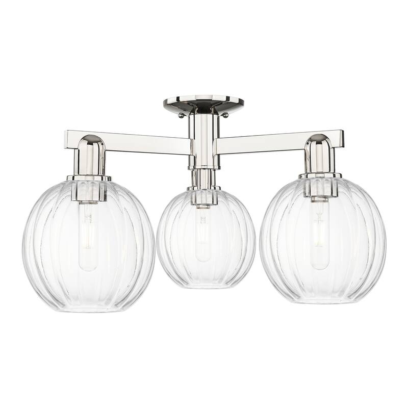 Innovations Lighting Downtown Urban - Preston - 3 Light 25" Globe Shade Semi-Flush Mount