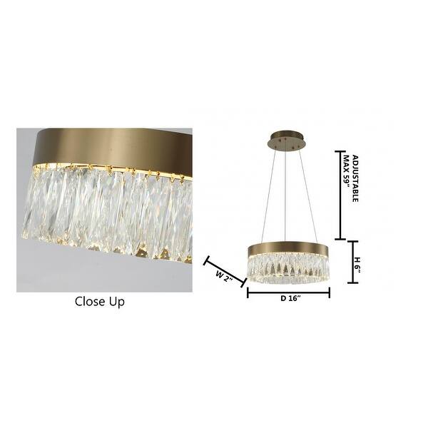 1-Light Round Gold Hairline LED Chandelier - Bed Bath & Beyond - 37308423