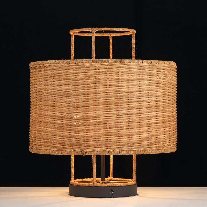 Acroma Modern Table Lamp with Rattan Shade