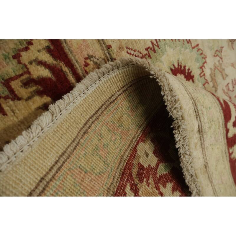 Hand Knotted Oriental 100% Wool Carpet Traditional All-Over Beige & Ivories Peshawar Area Rug - 8' 5'' X 6' 0''