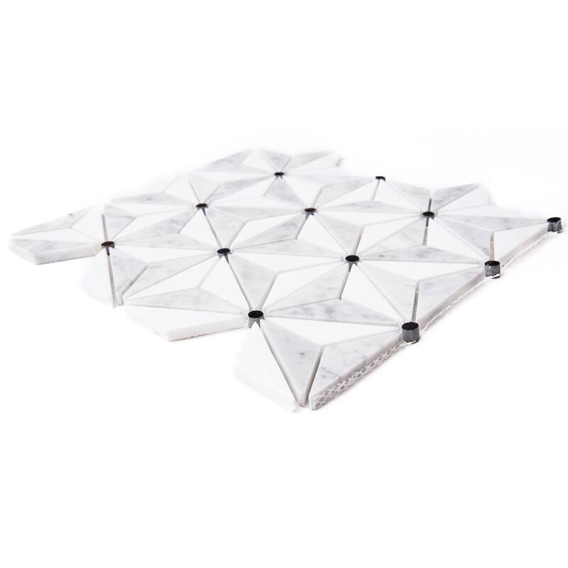 The Tile Life Santorini Star 1x3 Carrara Thassos Marble Backsplash Wall Tile