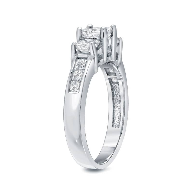 Auriya 14k Gold 1 1/2ctw 3-Stone Princess-cut Diamond Engagement Ring (J-K, I1-I2)