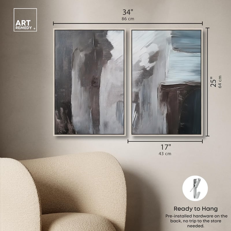 Monochrome Mood I Canvas Set of 2 by Art Remedy