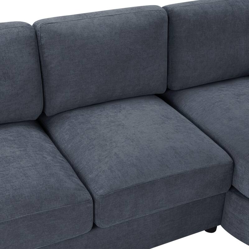 84.6" Modern Sectional Sofa with Curved Chaise Lounge & USB Ports
