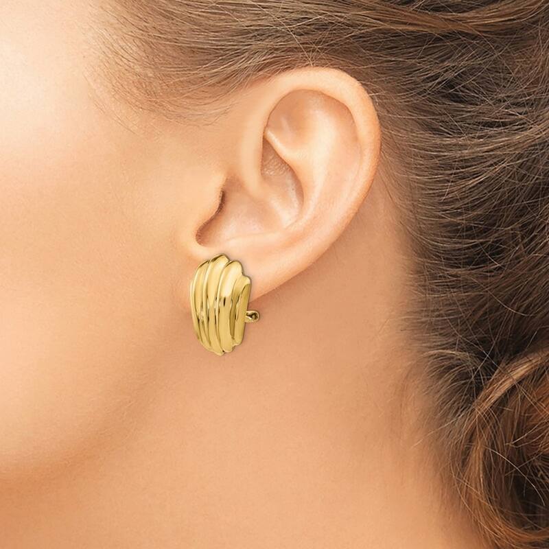 Curata 14k Yellow Gold Polished Non Pierced Fancy Earrings - 23x20mm