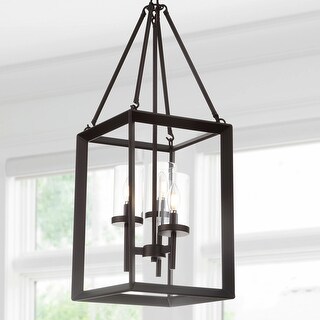 Gloria 12" 3-light Metal/Glass LED Pendant, Oil Rubbed Bronze by JONATHAN Y