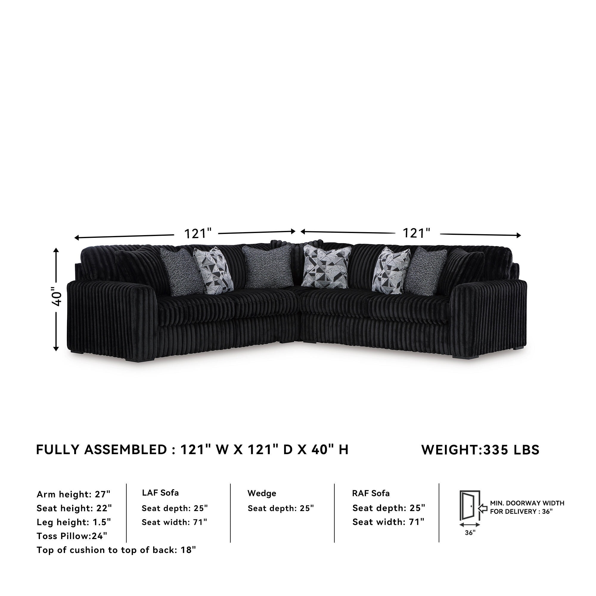 Signature Design by Ashley Midnight-madness 3-Piece Sectional