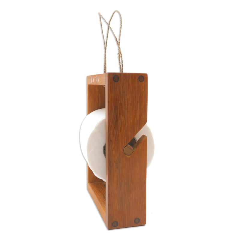 Novica Handmade Roll Me Wood Toilet Paper Holder