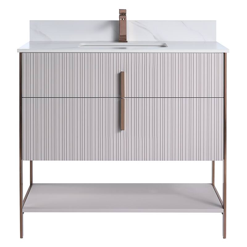 Fine Fixtures Serenity Modern Bathroom Vanity with White Carrara Stone Top