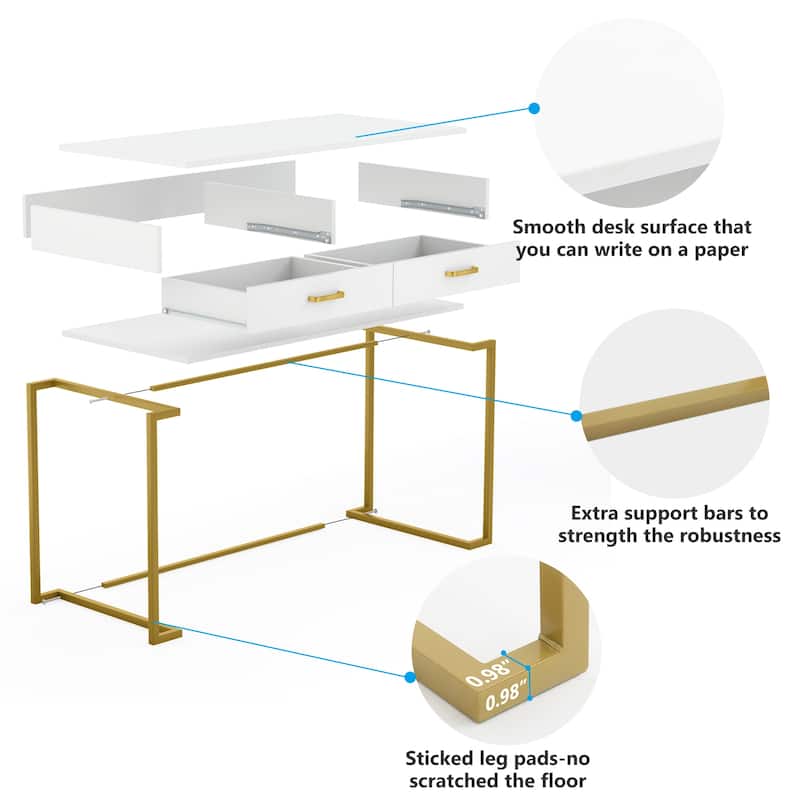 Desk with 2 Drawers, Simple Modern Style