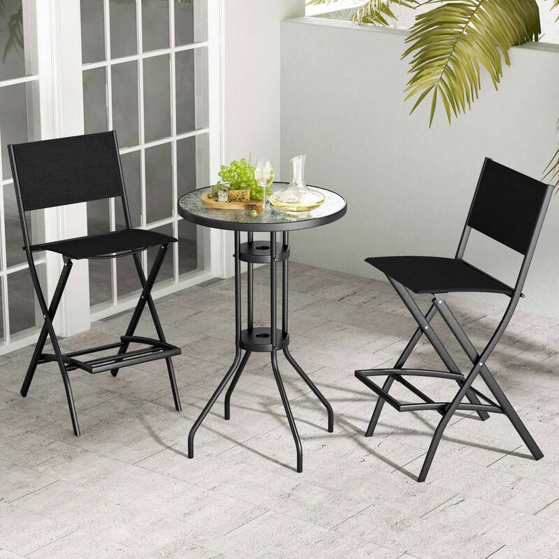 Costway Set of 4 Outdoor Bar Chair Folding Bar Height Stool with Metal - See Details