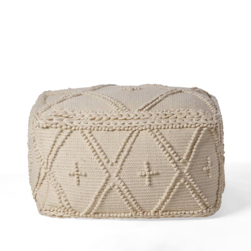 Fossa Handcrafted Boho Large Rectangular Pouf by Christopher Knight Home