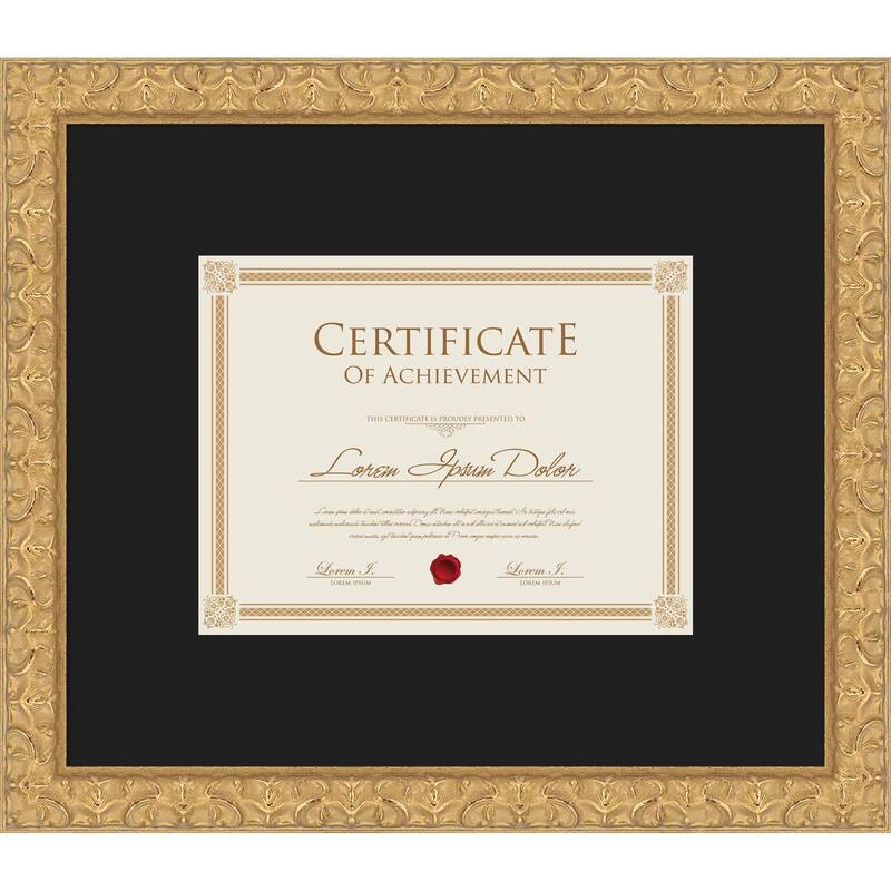 Lila Picture Frame, Photo Frame - 17x14.5 Matted Black 11x9 - Lila Gold