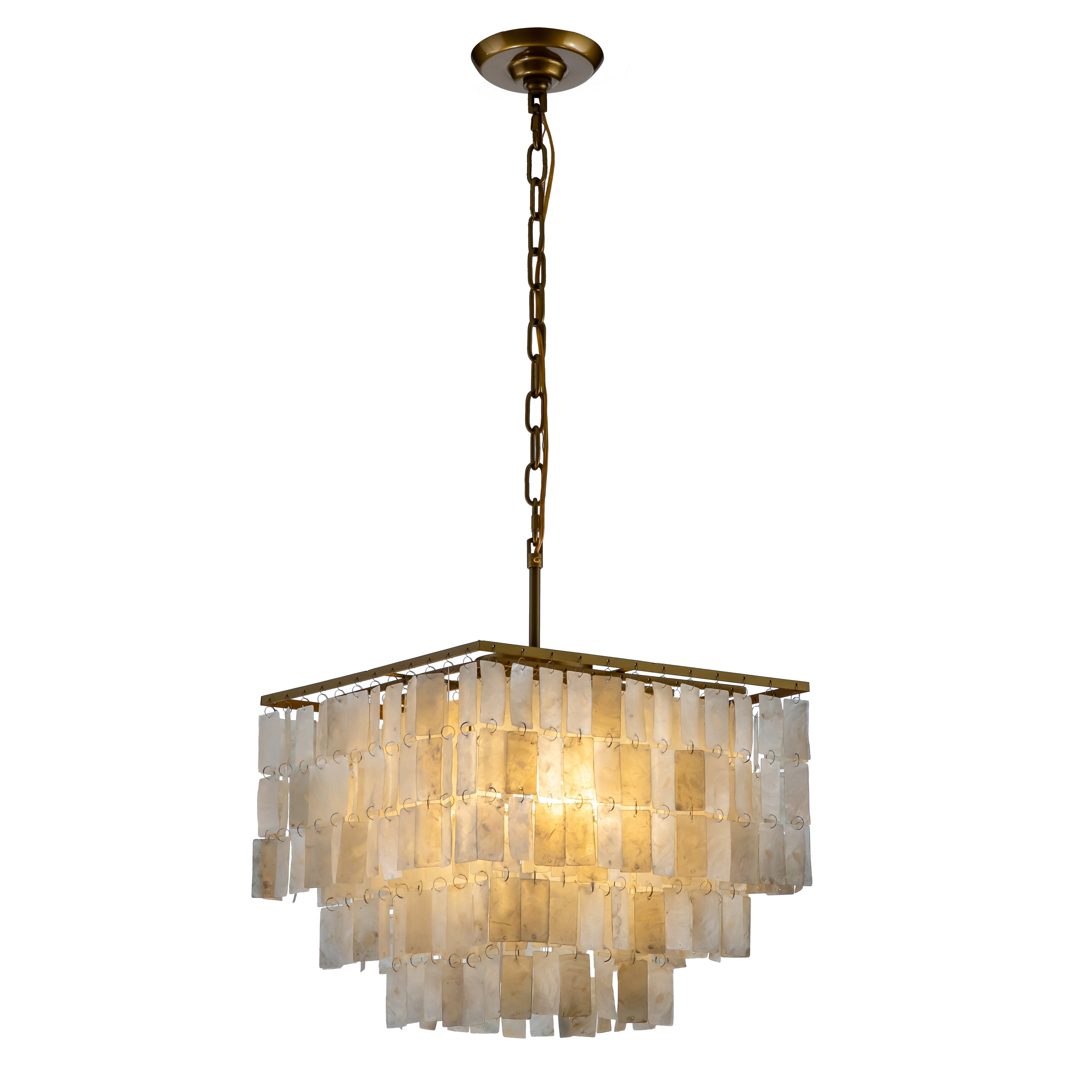 3-Light Farmhouse Square Tier Chandelier with Rectangle