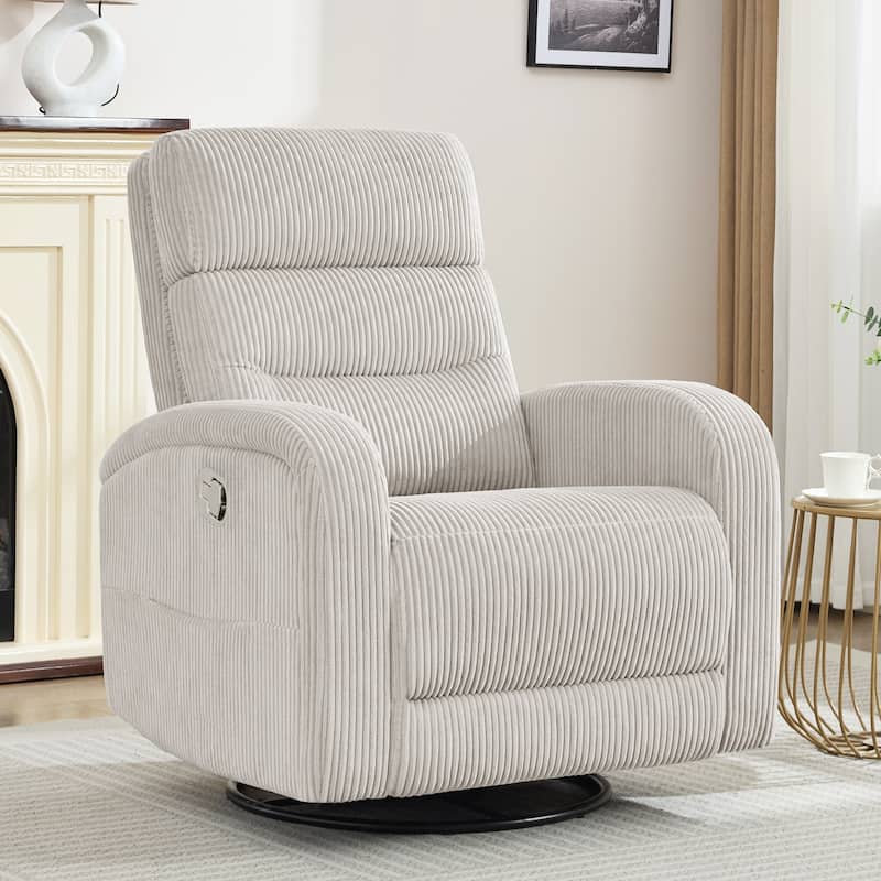 Aemeios Faux Leather Swivel Glider Rocker Manual Recliner - Camel - Corduroy