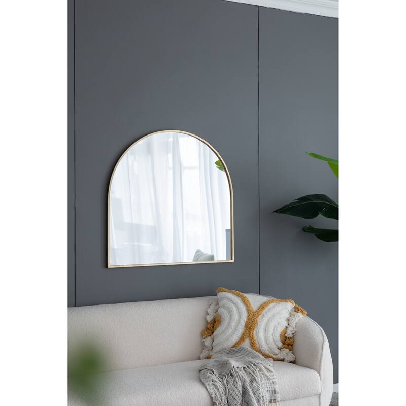 33" x 31" Arched Wall Decor Accent Mirror with Iron Frame