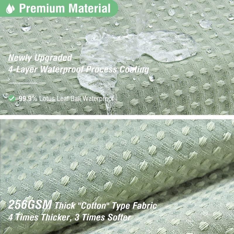 Sage Green Shower Curtain - Heavy Duty Waffle Fabric, 72Wx72H, Green