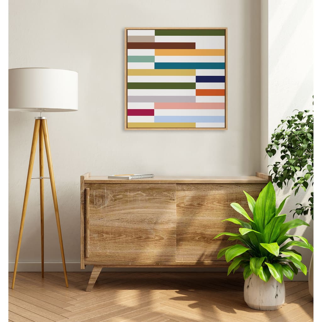 Kate and Laurel Sylvie Modern Color Block Stacks I Framed Canvas by The Creative Bunch Studio - Natural